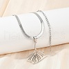 Ginkgo Leaf 304 Stainless Steel Herringbone Chains Pendant Necklaces NJEW-K253-36P-3