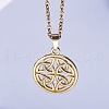 201 Stainless Steel Flat Round with Viking Knot Pendant Necklaces for Women Men FS-WGDB207-02-1
