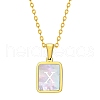Shell Rectangle Pendant Initial Necklaces PW-WGEBFCF-24-1