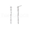 Flat Round with Horse Eye Tassel 925 Sterling Silver Clear Cubic Zirconia Stud Earrings FS-WGBB41B-01-2