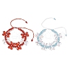 2Pcs 2 Colors Imitation Austrian Crystal Bicone Beads Braided Bead Bracelets for Women BJEW-MZ00177-3