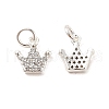Rack Plating Brass Micro Pave Clear Cubic Zirconia Pendants KK-E081-14S-1