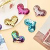 Glitter Sequins Fabric Heart Padded Patches DIY-PH0021-01-5