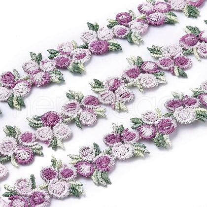 Flower Polyester Trim Ribbon OCOR-WH0057-18G-1