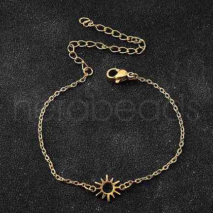 304 Stainless Steel Sun Link Bracelets BJEW-D308-01G-1