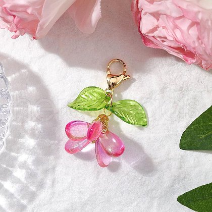 Flower Glass Pendants Decorations HJEW-MZ00213-05-1