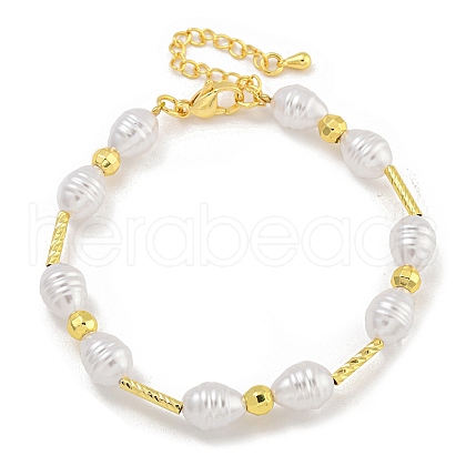 Rack Plating Brass and ABS Imitation Pearl Bracelets BJEW-B106-13G-1