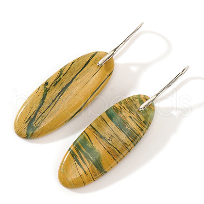 Bohemian Oval Floral Emperor Stone Dangle Earrings PV7367-1-1