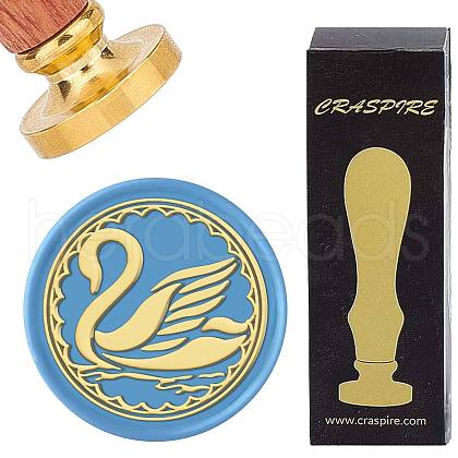 Brass Wax Seal Stamps with Wood Handle AJEW-WH0412-0173-1