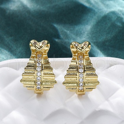 Snake Brass Micro Pave Cubic Zirconia Hoop Earrings EJEW-R025-18G-1