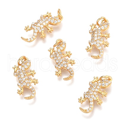 Brass Micro Pave Clear Cubic Zirconia Pendants ZIRC-O036-46G-1