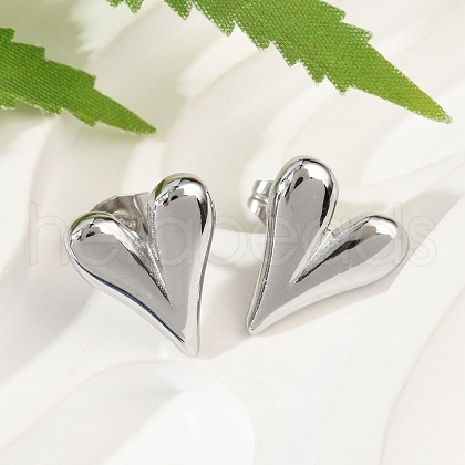 Non-Tarnish 304 Stainless Steel Heart Stud Earrings for Women X-EJEW-F300-09P-1