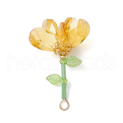 Handmade Glass Beaded Flower Pendants PALLOY-MZ00742-01-1
