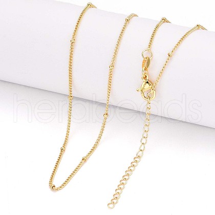 Round Brass Curb Chain Necklaces for Women NJEW-G084-18G-1