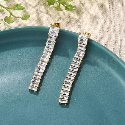 304 Stainless Steel Clear Cubic Zirconia Tassel Stud Earrings EJEW-Z094-01D-G02-1