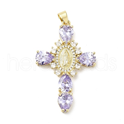 Rack Plating Brass Micro Pave Cubic Zirconia Pendants ZIRC-I059-15G-05-1