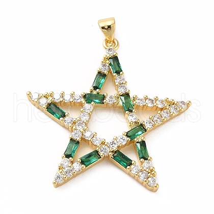 Rack Plating Brass Micro Pave Cubic Zirconia Pendants KK-E281-09G-04-1