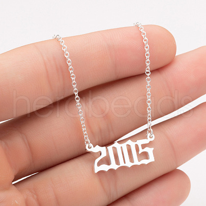 2005 Birth Year Number 201 Stainless Steel Pendant Cable Chain Necklaces FS-WGB5F08-39-1