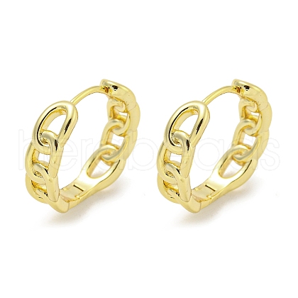 Chain-Shaped Brass Hoop Earrings EJEW-L211-009D-G-1
