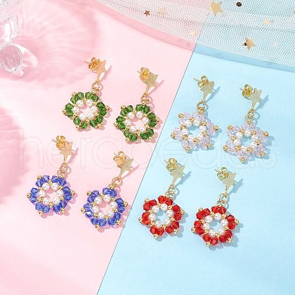 201 Stainless Steel Star Dangle Stud Earrings EJEW-JE06369-1