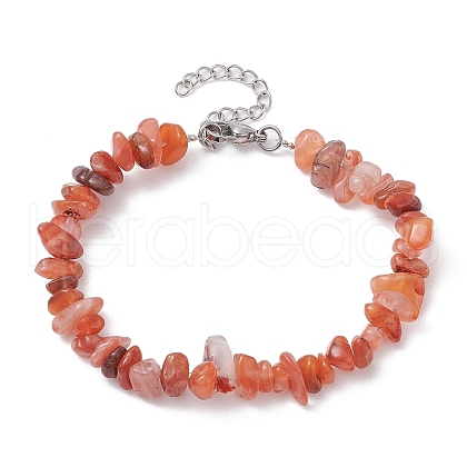 Natural Agate Chips Beaded Bracelet BJEW-JB09686-09-1