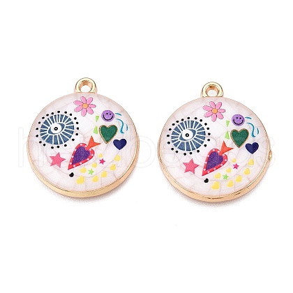 Printed Rack Plating Alloy Enamel Pendants ENAM-T020-02A-1