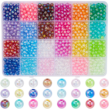 SOFPLATE 1440Pcs 24 Styles Transparent Acrylic Beads MACR-SP0001-38-1