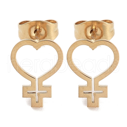PVD Vacuum Plating 304 Stainless Steel Stud Earrings for Women EJEW-A048-24G-1