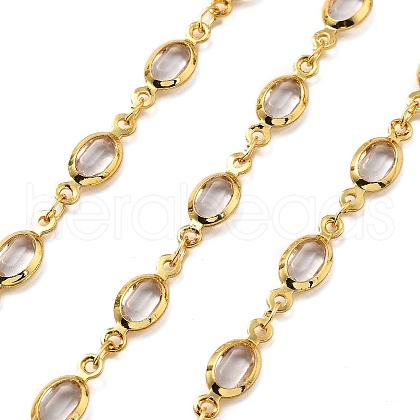Brass Glass Oval Link Chains CHC-R001-02G-04-1