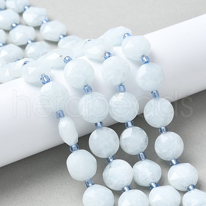 Natural Dyed Quartz Imitation Aquamarine Beads Strands G-C116-A89-01-1