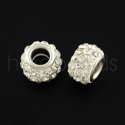 Polymer Clay Rhinestone Rondelle European Beads RB-R031-01-1