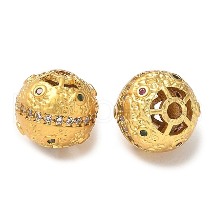 Brass Micro Pave Cubic Zirconia Beads KK-A254-22G-1