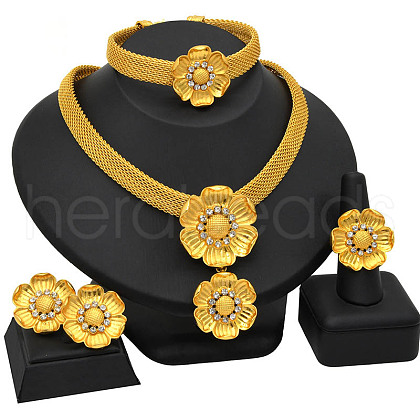 Flower Alloy Rhinestone Jewelry Sets FS-WG184E4-08-1