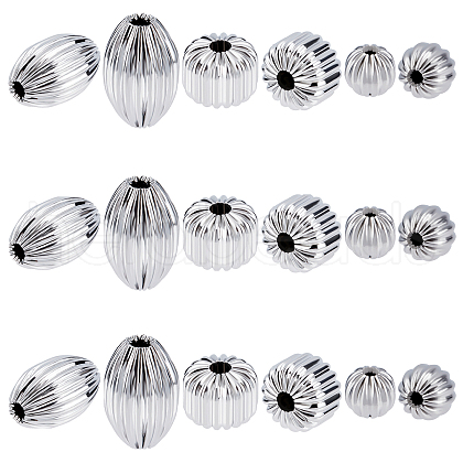 Unicraftale 18Pcs 3 Style 304 Stainless Steel Corrugated Beads STAS-UN0031-11-1