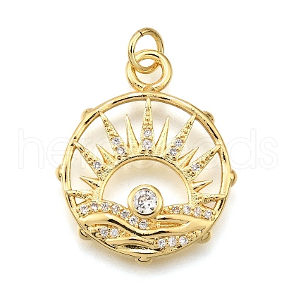 Rack Plating Brass Micro Pave Cubic Zirconia Pendants KK-K401-48B-G-1
