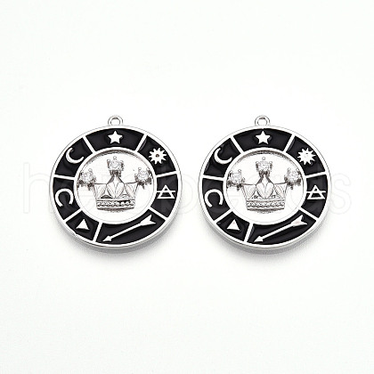 Brass Micro Pave Cubic Zirconia Enamel Pendants ZIRC-T016-18P-1
