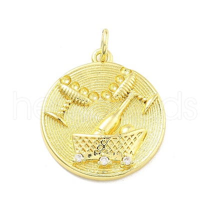 Rack Plating Brass Micro Pave Cubic Zirconia Pendants KK-D359-17G-1