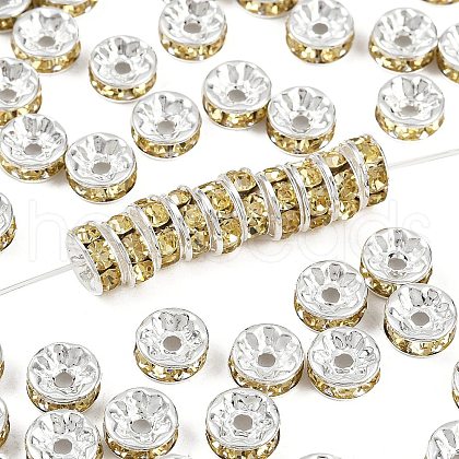 Brass Grade A Rhinestone Spacer Beads RB-A014-Z8mm-13S-1