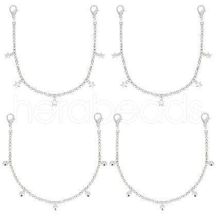 Gorgecraft 4Pcs 2 Style Alloy Rhinestone Shoe Chains DIY-GF0007-31-1