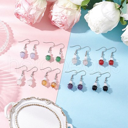 Natural Mixed Stone Dangle Earrings EJEW-JE06413-1