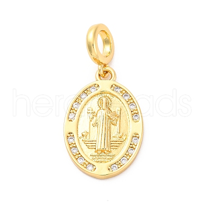 Brass Clear Cubic Zirconia European Dangle Pendants KK-D325-28G-10-1