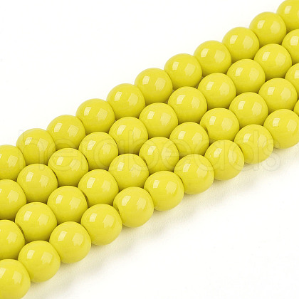 Baking Painted Opaque Glass Beads Strands GLAA-T032-P6mm-16-1