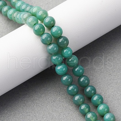 Natural Green Onyx Agate(Dyed & Heated) Beads Strands G-K393-A03-6mm-1