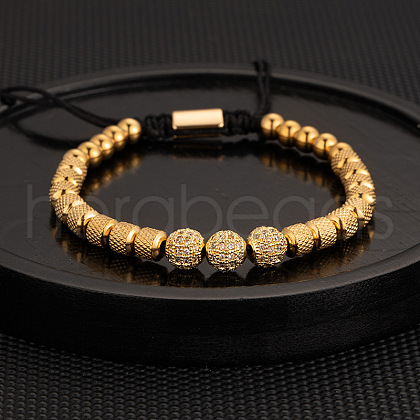 304 Stainless Steel Micro Pave Cubic Zirconia Braided Beads Bracelets WG0F93D-13-1
