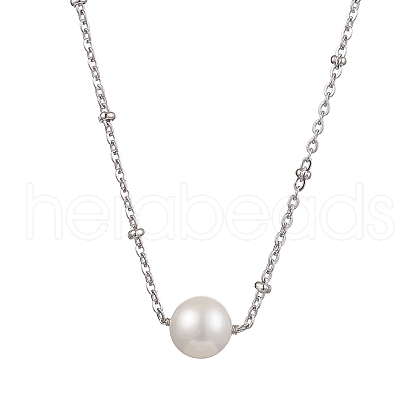 Mother's Day Jewellery Round Natural Cultured Freshwater Pearl Pendant Necklaces X-NJEW-JN04965-1