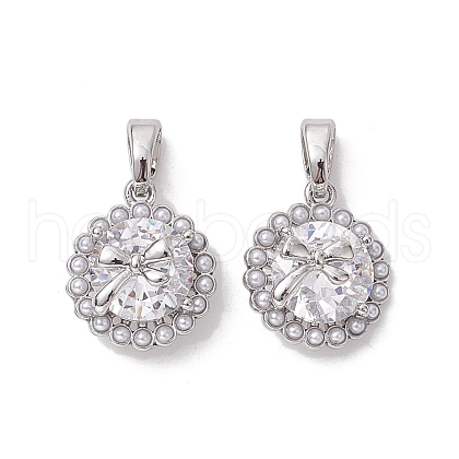Brass Micro Pave Clear Cubic Zirconia Charms KK-K360-15P-1