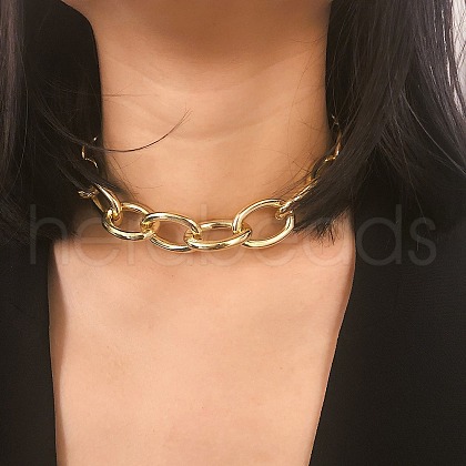 Chunky Aluminum Cable Chain Necklaces for Women NJEW-K261-01D-G-1