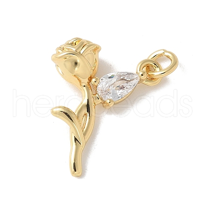 Brass Micro Pave Clear Cubic Zirconia Pendants KK-Q031-02G-1