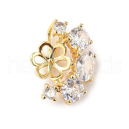 Brass Pave Clear Cubic Zirconia Stud Earring Findings KK-D369-09G-1