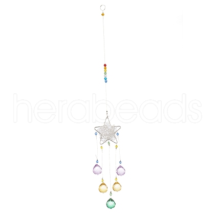 Star Iron Colorful Chandelier Decor Hanging Prism Ornaments HJEW-P012-03P-1